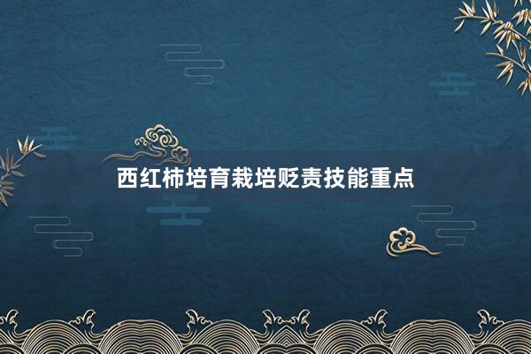 西红柿培育栽培贬责技能重点
