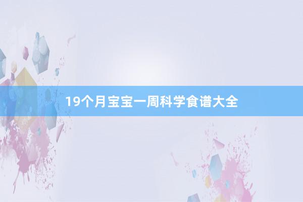 19个月宝宝一周科学食谱大全